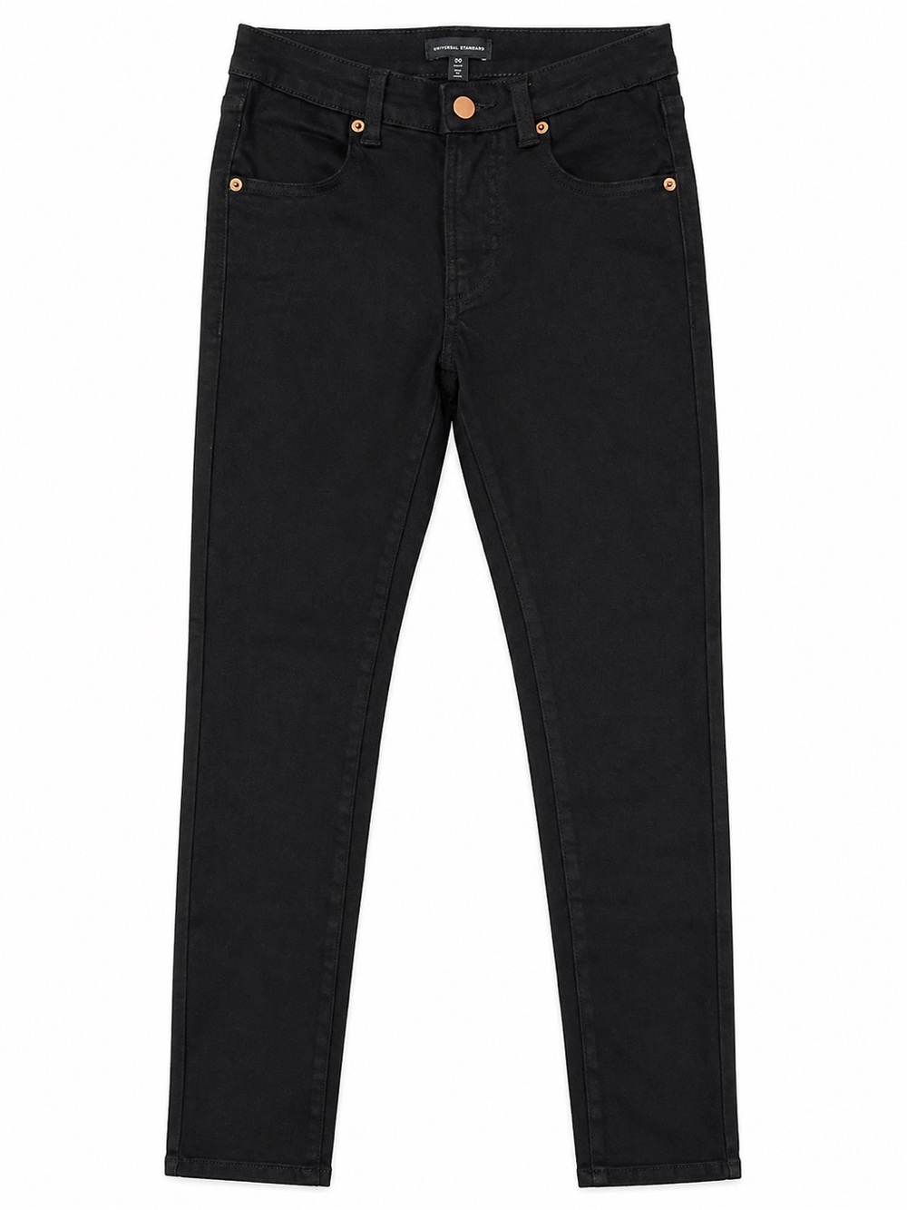 Universal Standard Black Skinny Jeans with Copper Hardware